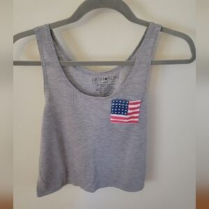 Fifth Sun Heather Gray Tank with Flag Accent